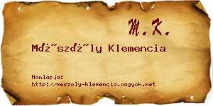 Mészöly Klemencia névjegykártya